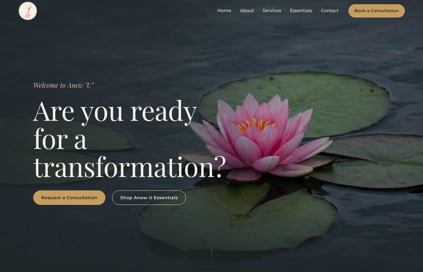 The Anew "U" website homepage