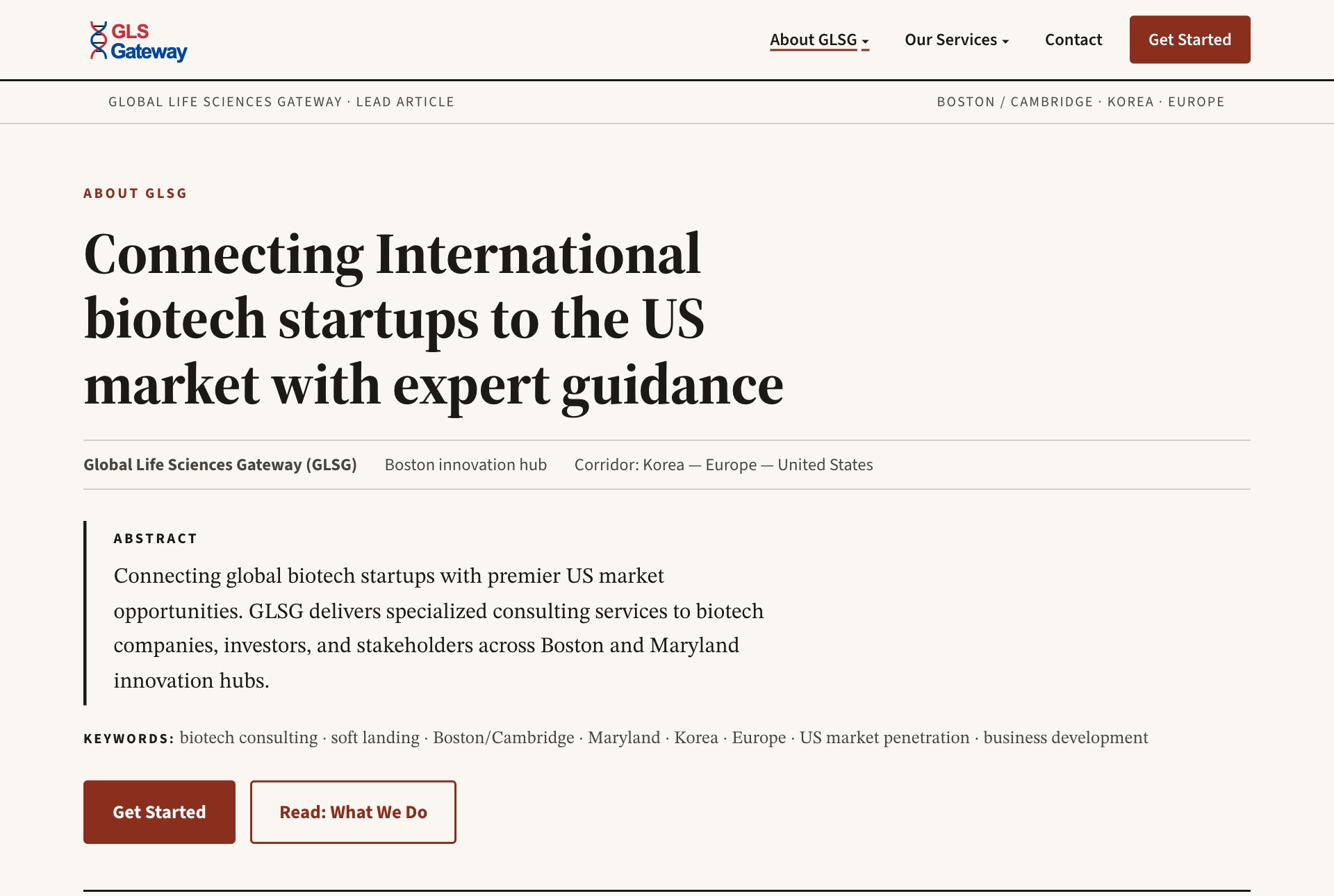 The GLS Gate website homepage